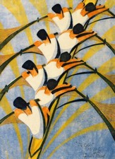 The Eight by Cyril Power – Rowing Linocut Art Print – Grosvenor School Modernism