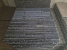 46 x INTERFACE LIMA 50x50cm BLUE GREY STRIPE CARPET TILES FOR £1.20 EACH