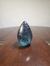 Vintage Isle Of Wight Glass Multicoloured Egg Shaped Paperweight Labelled 