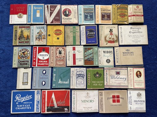 34x antique cigarette packets - 34x,