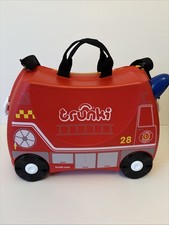 Trunki Fire Engine Suitcase Frank Ride-On, Pull-Along, Strap, Key, Saddlebag
