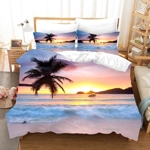 Setting sun seaside beach - 3d,