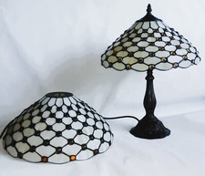 Matching Art Deco Tiffany Style 18" Tall Table Lamp & Pendant Light Shade