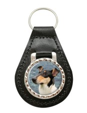 Smooth Collie Leather Key Fob
