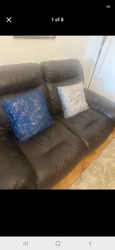 Dark brown leather seater - leather, 2-seater