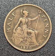 1930 Half Penny Coin - George