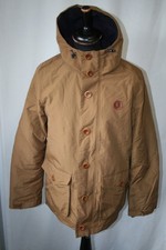 Vtg Fred Perry beige Anorak weather jacket & hood in size small mod revival