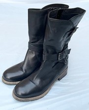 Clarks Volara Melody Women’s Black Leather Mid Calf Biker Boots – UK Size 3D