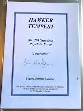 WW2 Flt Lt J Davies 274 sqn signed scarce Hawker Tempest Biography Card