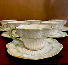 Belleek Gilded Green Erne Six