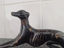 Art Deco Bronze Brass Italian Whippet Lying Down  Aged 8" Statue Figure