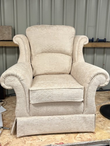 Cream upholstered armchair - cream,