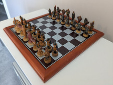 Medieval Figures Chess Set - King Arthur v King Lot Hand-Painted, Felted Pieces 