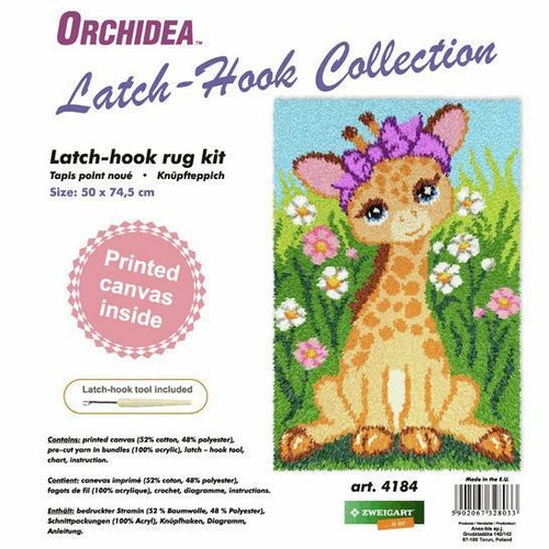 Giraffe printed latch hook kit - printed,