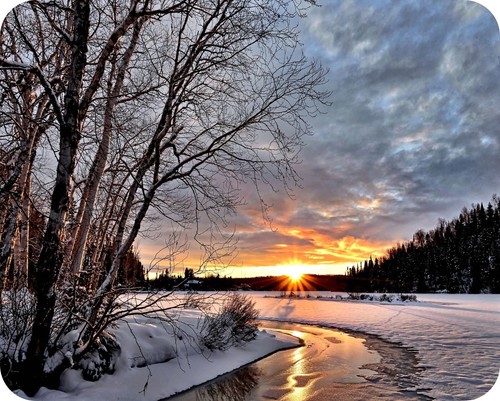 Winter sunset glass worktop - winter,