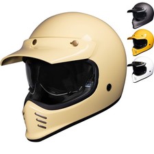 Royale II Retro Motorcycle Helmet by Black With Sun Visor ECE R22.06 Approved