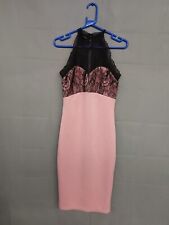 AMY CHILDS pink & black lace bodycon dress size 10