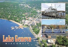 Postcard WI Lake Geneva Boats