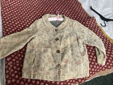Vintage  Ladies floral Embroidered Jacket, Velvet Feel, Medium