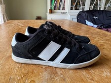 MENS VTY BLACK TRAINERS UK 6.5 LACE UP SHOES FAUX LEATHER DEICHMANN