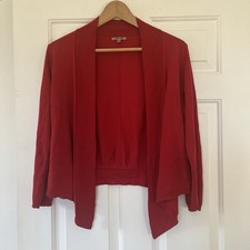 Jigsaw Red Women’s Cardigan With 3/4 Length Sleeves Size Medium