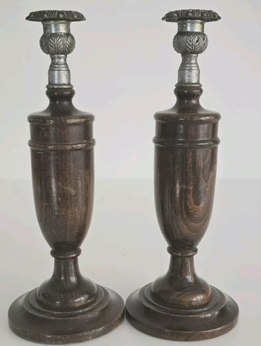 Pair vintage turned wooden - pair,