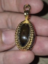 Vintage Joan River Brown Gold Tone Egg Pendant