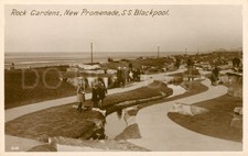 RPPC Vintage Postcard Rock Gardens Blackpool England Seaside Promenade