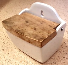 BOWL w/WOODEN LID Bathroom or Kitchen Accessory * Wall-Mounting or Free Standing