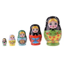 5 lot Wooden Russian Nesting