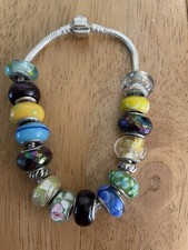 Jewellery Joblot Silver  Glass Charm Bracelet   All Charms Marked 925