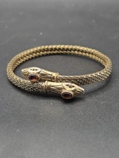 Antique Rolled Gold Amethyst Double Head Snake Torque Bangle 20g