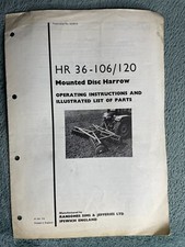 Ransomes HR 36-106/120 Mounted Disc Harrow Operating Instructions & Parts List