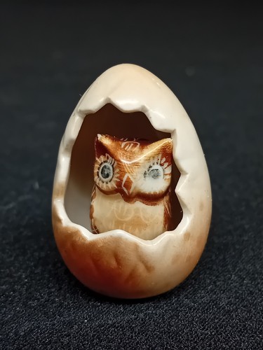 Minature ceramic owl egg - ceramic, in