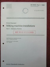 BS 5545 : Parts 1, 2 & 3 : 1988 : Milking machine installations