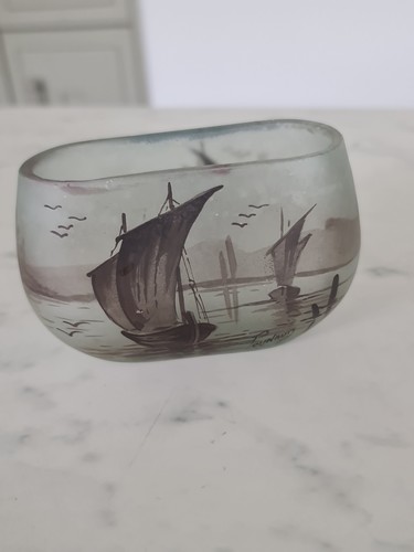 French 1920 frosted art glass - frosted,