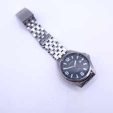 Mens Sekonda Stainless Steel Black Dial Sports Watch WORKING NEW BATTERY