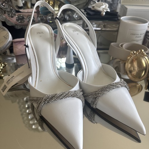 Zara white heels crystal - heels,