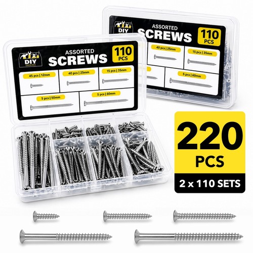 220pk assorted wood screws - wood,