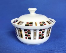 Alfred Meakin mid-century lidded sugar bowl, geometric Random pattern, 1960s