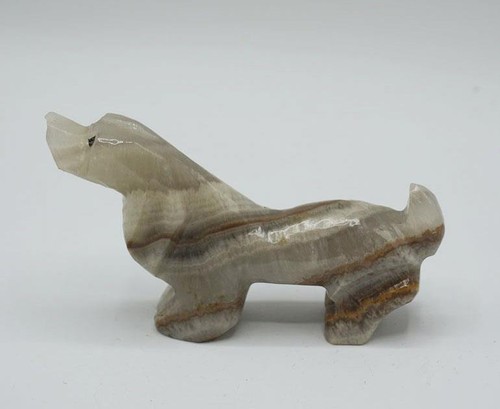 Onyx stone carved dog figurine - dog,