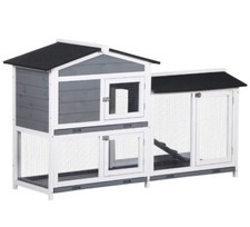 PawHut 2-Tier Wooden Rabbit