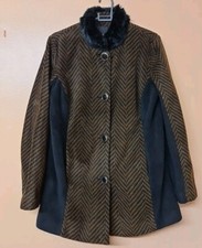 Bob Mackie Wearable Art Jacket Brown Black Patterned Mid Length Size XS