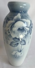EICHWALD PORCELAIN WHITE +  BLUE FLORAL VASE 11.5” 29cm Maker Mark CROWN OVER E