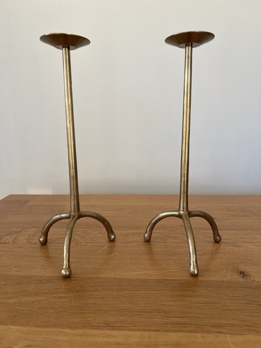 Pair vintage brass altar - pair,