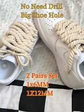2 Pairs 5/12mm Thick Rope Braided Shoelaces for Trainers  No-Punch Needed UK
