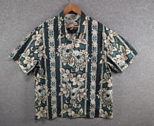 Evergreen Island Vintage Men's Floral Ukulele Hawaiian Cotton Button Shirt 2XL