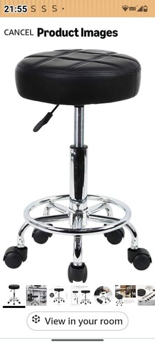 Round rolling stool - round, pu