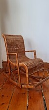 Vintage 1970s Midcentury Boho Rattan Childs Rocking Chair 