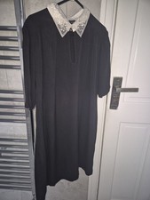 Womens Black Dress Size 14 New Look Short Sleeve Knee Length